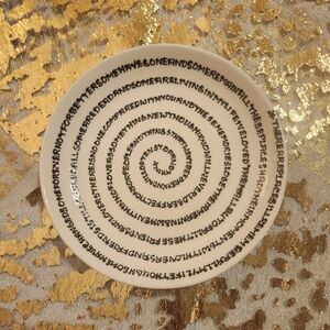 The Beatles' "In My Life" Cream & Black with Spiral Text Ceramic Art